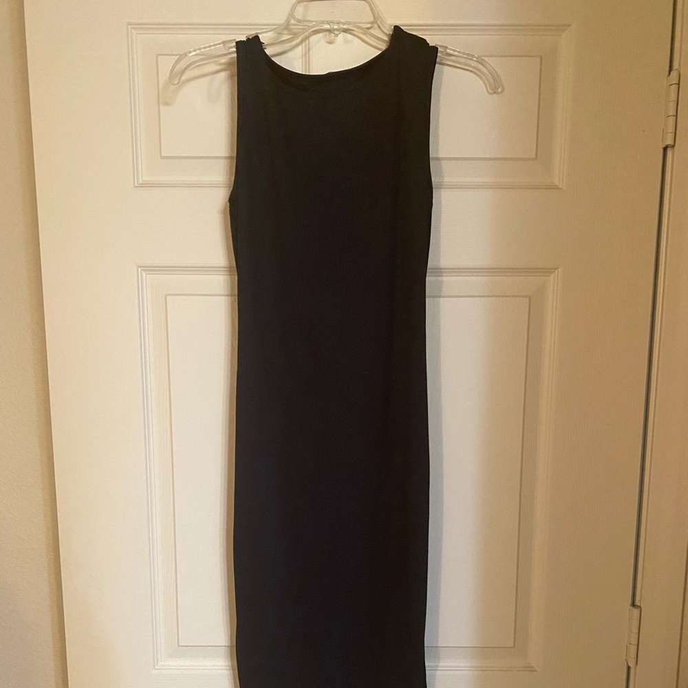 Navy Pretty little things fitted dress, midi